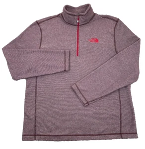 The North Face Sweater Mens Large Pullover Fleece Quarter Zip Burgundy Mock Neck - Picture 1 of 4