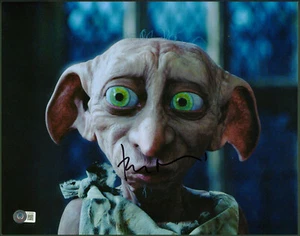 TOBY JONES signiert 11x14 DOBBY Nahaufnahme Foto Haus-Elf Stimme in Harry Potter BAS - Bild 1 von 2