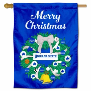Indiana State University Happy Holidays Christmas Decorative House Flag - Picture 1 of 3