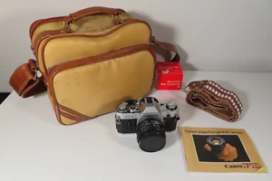 Canon AE-1 Silver Black Film Camera SLR w FD 50mm f/1.8 S.C. Lens TESTED + EXTRA - Picture 1 of 16