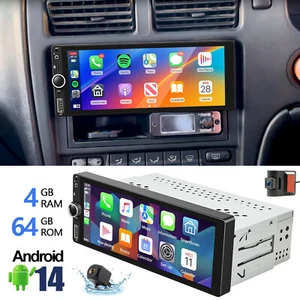 4+64G Único 1 Din Coche Estéreo Android 14 Carplay WIFI BT IPS Pantalla USB+DVR&AHD - Imagen 1 de 14