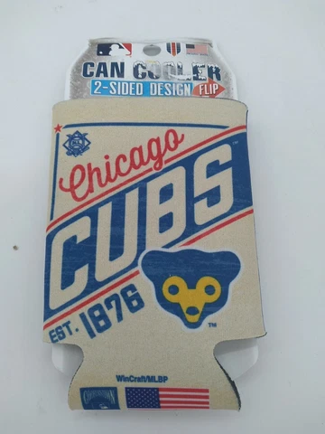 Chicago Cubs Vintage Design Can Cooler 12oz Collapsible Koozie - Two Sided Cover