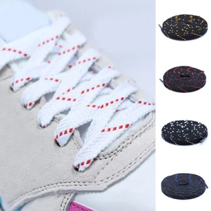 Classic Black White Athletic Sport Flat Shoelaces For Sneakers Unisex Shoelace ^ - Foto 1 di 19