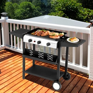34 Inch Gas Griddle Cooking Station 3 Burner Flat Top Gas Grill Propane Fuelled - Picture 1 of 8