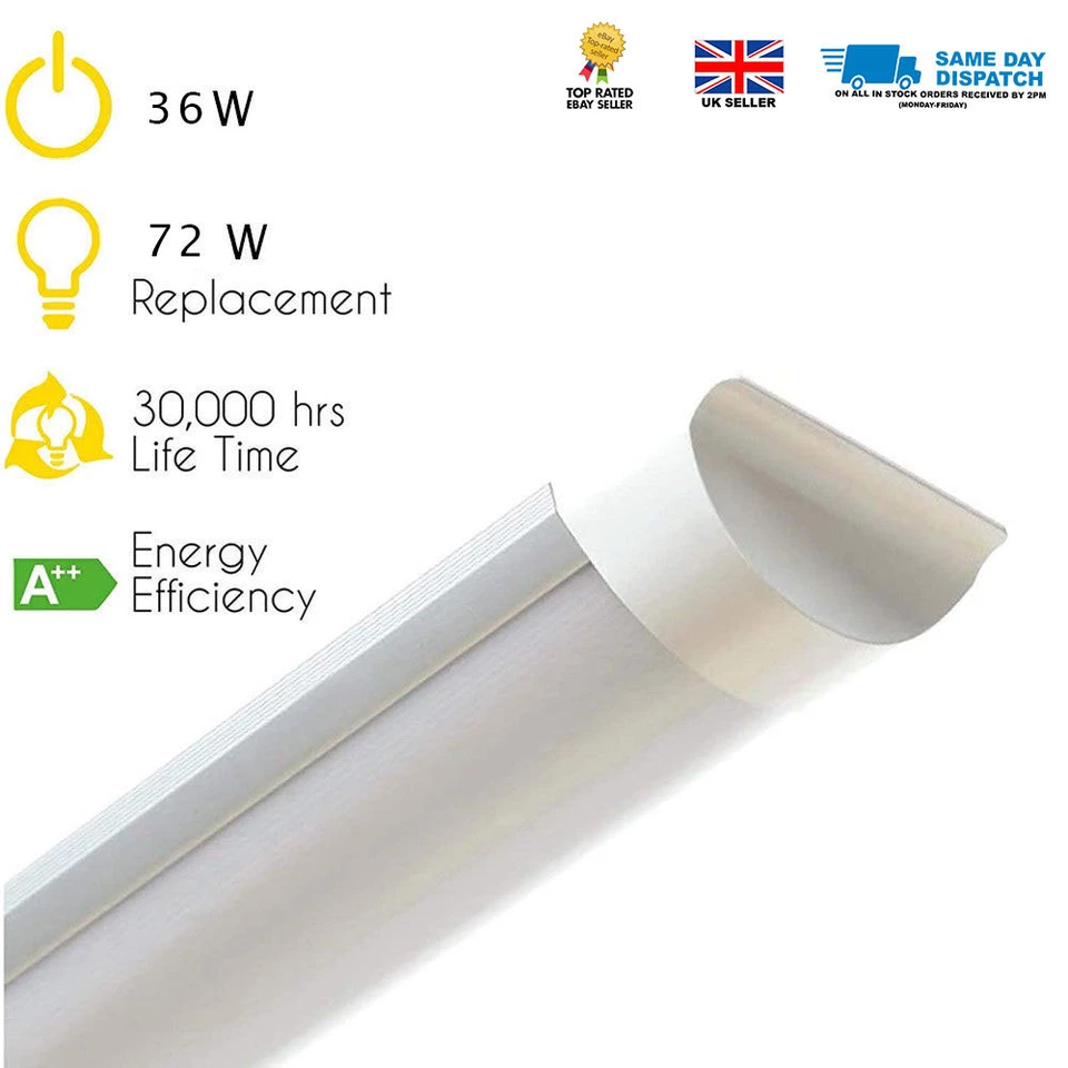 36W 1200MM 3420LM SLIM LED BATTEN LINEAR TUBE LIGHT, CEILING SURFACE MOUNTED, T8 - Image 1 of 4