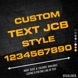 Custom Text JCB Style Sticker - Many Colours & Sizes - Personalised Name Fastrac - Picture 1 of 11