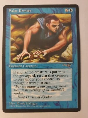 MTG Magic The Gathering Card False Demise Enchant Creature Blue Alliances 1996 - Image 1 of 2
