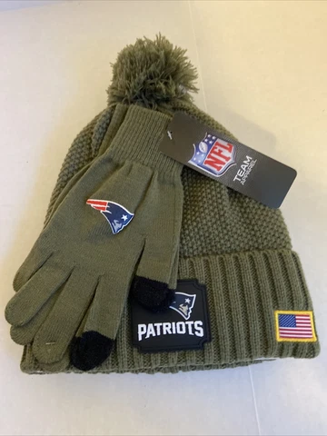 New NFL New England Patriots Beanie & Gloves Salute to Service Set One Size Cover