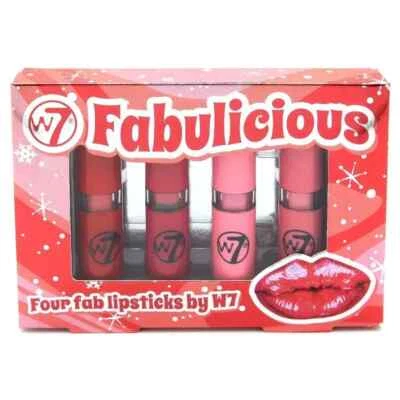 W7 Cosmetics Fabulicious Long Lasting 4 Piece Lipstick Set - Pinks & Reds Colour - Image 1 of 2
