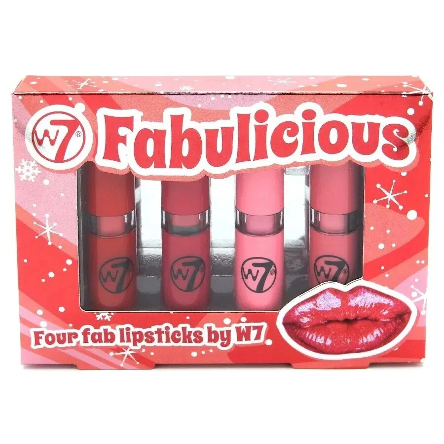 W7 Cosmetics Fabulicious Long Lasting 4 Piece Lipstick Set - Pinks & Reds Colour - Image 1 of 2