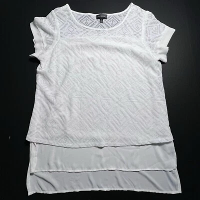 The Limited 女式象牙色蕾丝叠层短袖衬衫上衣 S 码 — 第 1/4 张图片