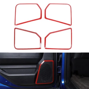 4x Marco decorativo de cubierta de altavoz de puerta interior para Dodge Ram 1500 2010-2017 rojo - Imagen 1 de 7