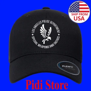 LAPD SWAT Police Eagle Black Hat Baseball Cap Size S/M and L/XL - Picture 1 of 3