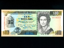 Belize(British Honduras):P-54a,10$,1990 * Queen Elizabeth II * UNC *