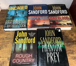 John Sandford lot of 5 hardcover books, Bad Blood, Uncaged. Shock Wave all w/DJ - Picture 1 of 1