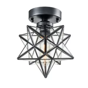 Industrial Moravian Star Ceiling Light with 8-inch Glass Shade 1 Light - Picture 1 of 4