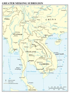 Impresión de póster de mapa de la región de vías fluviales físicas políticas de la subregión del Gran Mekong - Imagen 1 de 1