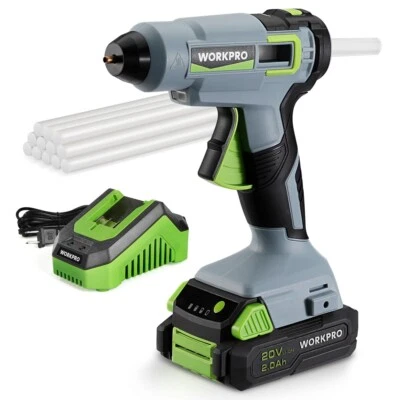 Pistola de cola quente sem fio WORKPRO 20V com 12 peças bastão de cola recarregável pistola de cola derretida - Imagem 1 de 4