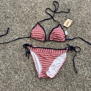 Women's Bikini Bottoms & Tops SET -Red Stripe MOSSIMO SIZE Medium NWT #s90 - Picture 1 of 1