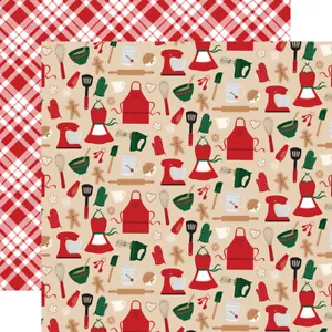 2 Sheets Echo Park Paper A GINGERBREAD CHRISTMAS- 12x12 Cardstock- Kitchen Magic - Picture 1 of 1
