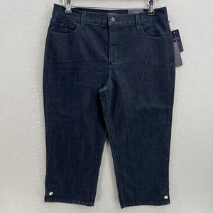 Pantalones de mezclilla para mujer NYDJ 14P azul oscuro elásticos adelgazantes tiro alto - Imagen 1 de 14