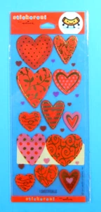 Vintage Hallmark Stickeroni Gold & Red Hearts Sticker Pack - Picture 1 of 4