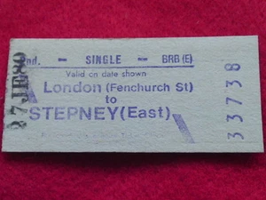 BR TICKET - FENCHURCH ST a STEPNEY EAST - 27 JE 80 - Imagen 1 de 1