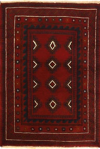 Hand Knotted Geometric Vintage Rug 3x5 Antique Oriental Afghan Wool Area Carpet - Picture 1 of 7