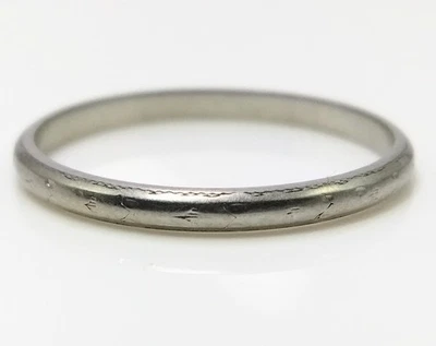 Vtg Antique Art Deco Platinum Etched 1.7mm Eternity Wedding Band Ring Sz 6.5 FZZ - Image 1 of 4