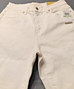 Pantalones de mezclilla blancos MICHAEL KORS talla 8 Selma recortados acampanados pierna apertura tiro alto nuevos con etiquetas - Imagen 1 de 15