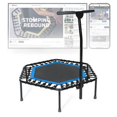Indoor Trampoline, Blue/Green/Red, Rebounder Home Fitness Trampoline with Hei... - Image 1 of 4