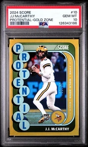 🔥 2024 Score JJ McCarthy ProTENTIAL Gold Zone Rookie – PSA 10 GEM MINT Low POP - Picture 1 of 3