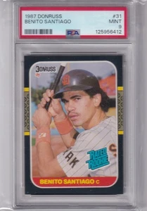 1987 DONRUSS RATED ROOKIES BENITO SANTIAGO #31 * PADRES  * MINT PSA 9 - Picture 1 of 1