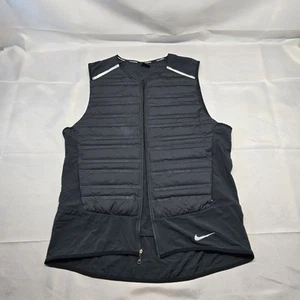 Nike Aeroloft Running Vest Mens Medium Black Quilted Packable Full Zip 859272 - Picture 1 of 11