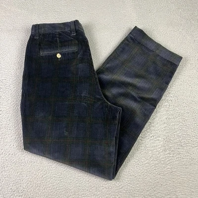 Pantalones plisados vintage Tommy Hilfiger para hombre 32x30 azul a cuadros pana Foto 1 de 4