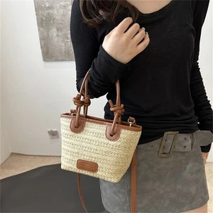 Woven Straw Bag Rattan Tote Bags Cute Shoulder Bag for Women Girls - Picture 1 of 18