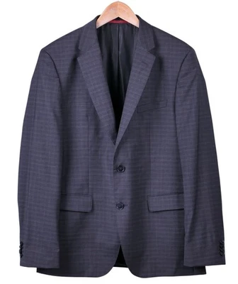 RECIENTE Hugo Boss Gris Sutil Cuadros Lana 2 piezas Traje Chaqueta Pantalones 40 R Foto 1 de 4