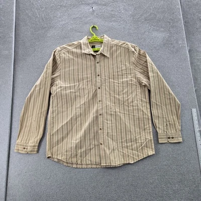 Eddie Bauer Men Button Up Shirt XL TALL Beige Striped Long Sleeve Y2K - Image 1 of 4