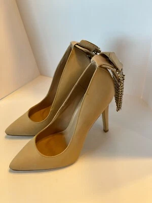 SHIEKH Women's Tan Pointed Close Toe High Heels W/ Gold Hanging Tassels Size 7 - Image 1 of 4