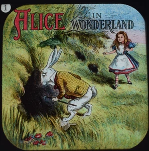 Alicia en el País de las Maravillas Nº1 C1905 Linterna Mágica Slide Lewis Carol Sir John Tenniel - Imagen 1 de 5