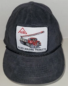 Allied Building Products Hat Slideback Black  Rope Cap Roofing corduroy Rope  - Picture 1 of 13
