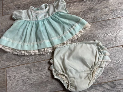 Vestido Nanette Vintage 2 piezas De Colección Bebé Niñas Volantes Florero EE. UU. Infante 0 - 6 Meses Foto 1 de 4