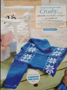 CROSBY - Baby Cardigan and Socks (2prs) Snowflake design - Magazine Pull Out - Picture 1 of 4