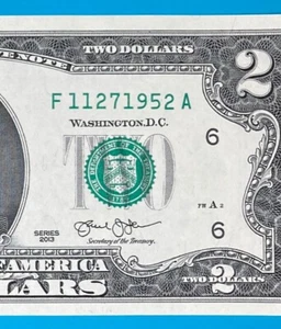 November 27, 1952 : F 11271952 A BIRTHDAY Note $2 Two Dollar Bill *UNC* - Picture 1 of 3