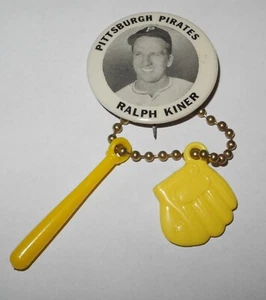 1950's Baseball Ralph Kiner Pittsburgh Pirates Stadium Souvenir Pin & Charms - Picture 1 of 2