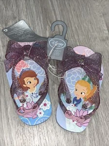 Walt Disney World Sofia die Erste Mädchen Glitzer Sandalen Flip Flops Schuhgröße 4 5 - Bild 1 von 4