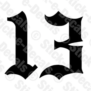 NUMMER 13 AUFKLEBER Sticker Outlaw Biker Custom Chopper Motorrad Benzintank Kunst - Bild 1 von 4