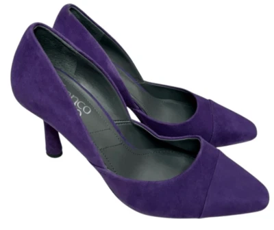 Franco Sarto Pumps Womens Size 9 Leather Suede Purple Slip On Casual Heels - Image 1 of 4
