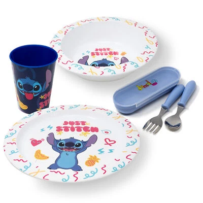 Kindergeschirr Set Kinder Geschirr Lilo & Stitch Geschirrset mit Kinderbesteck - Bild 1 von 4
