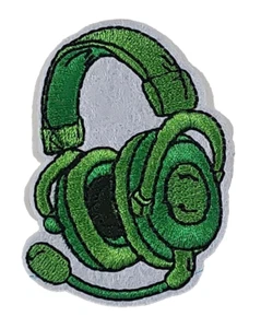 Grüne Gamer Kopfhörer - gestickter Aufnäher - Bild 1 von 2